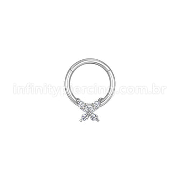 Piercing Argola Aço Cirúrgico Segmento Articulado Borboleta Zircônia Cravejada