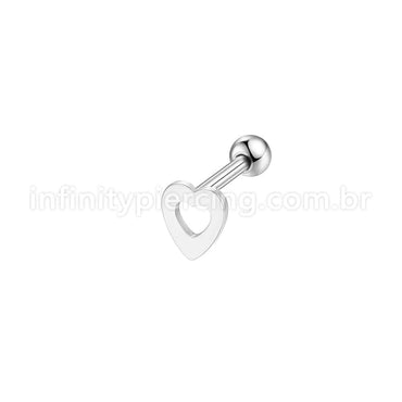 Piercing Barbell Aço Cirúrgico Coração Vazado