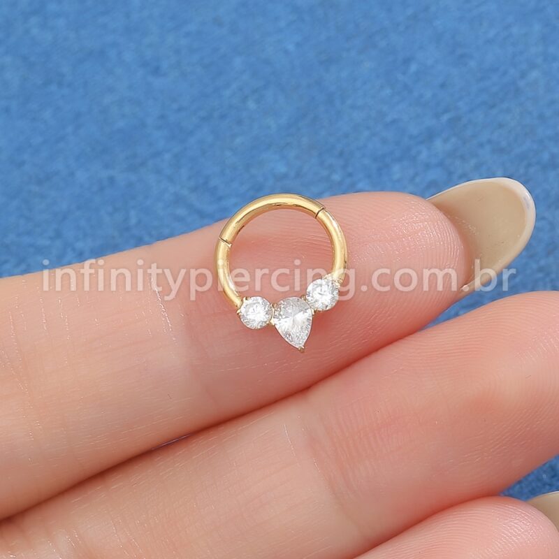 Piercing Argola Titânio Segmento Articulado Zircônia Cravejada