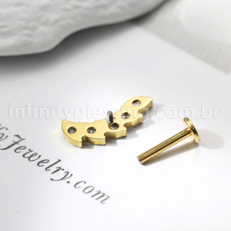 Piercing Labret Aço Cirúgico Cluster 6 Zircônias