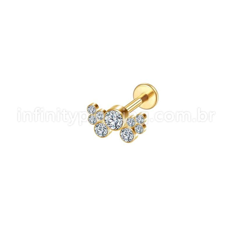 Piercing Labret Aço Cirúrgico Zircônias