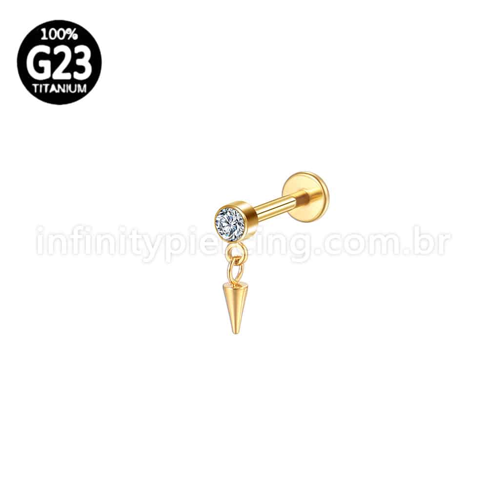 Piercing Labret Titânio Ponto De Luz Com Pingente Spike