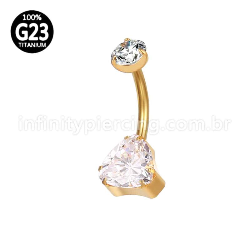 Piercing Banana Titânio 2 Pedras Zircônia