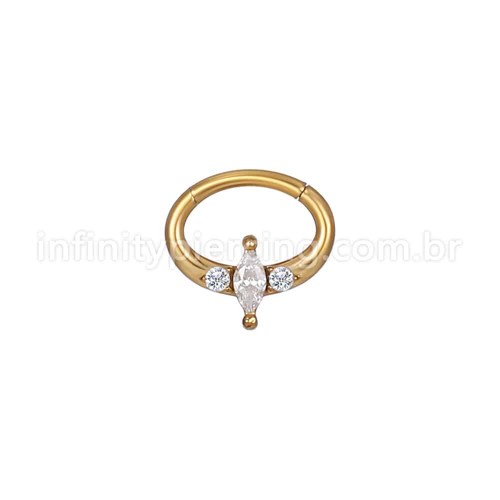 Piercing Argola Oval Aço Cirúrgico Zircônia Cravejada
