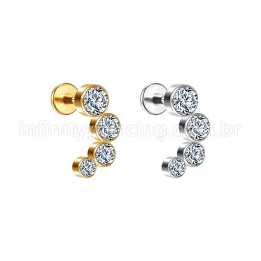 Piercing Labret Aço Cirúrgico Zircônia