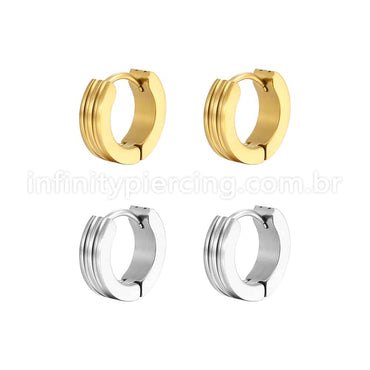 Argola Aço Inoxidável Detalhe 2 Linhas