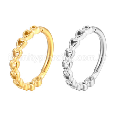 Piercing Argola Segmento Articulado Detalhe Coração Aço Cirúrgico