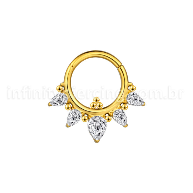 Piercing Argola Aço Cirúrgico Segmento Articulado Zircônia Oval