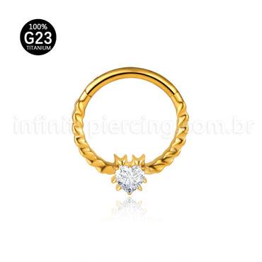 Piercing Argola Titânio Detalhada Com Zircônia Cravejada