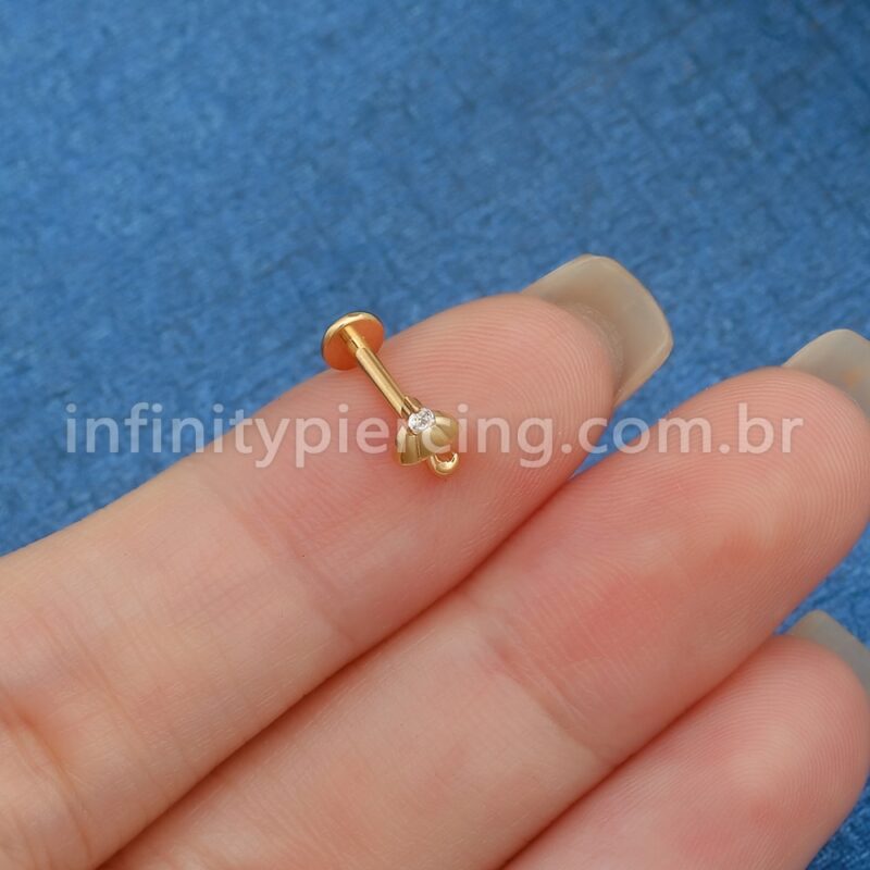 Piercing Labret Aço Cirúrgico Guarda-Chuva Zircônia