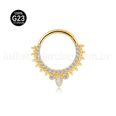 Piercing Argola Titânio Segmento Articulado Indiano Com Zircônia Cravejada