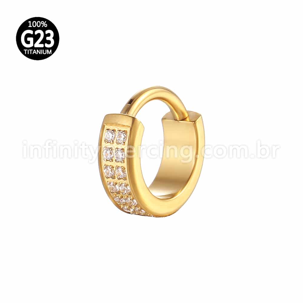 Piercing Argola Segemento Articulado Titânio Zircônia Cravejada