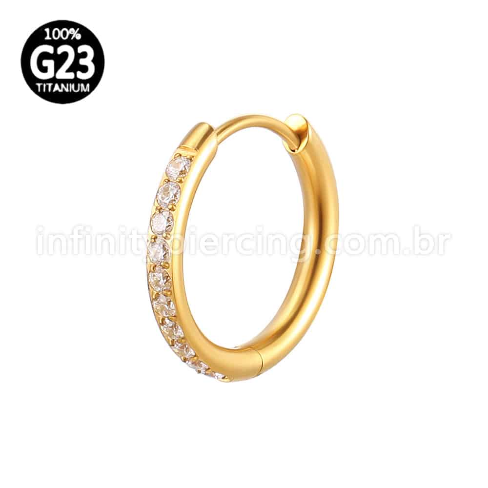 Piercing Argola Titânio Zircônia Cravejada