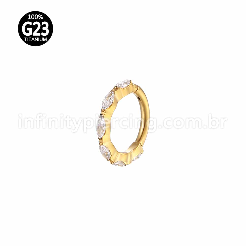 Piercing Argola Titânio Segmento Articulado Zircônia Cravejada