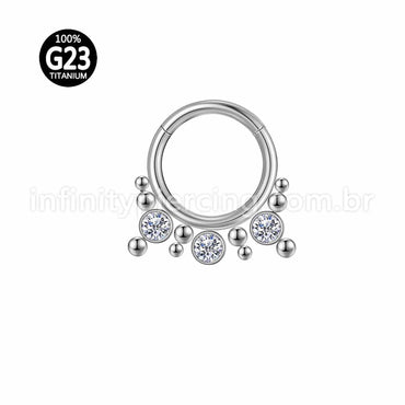 Piercing Argola Titânio Segmento Articulado Indiano Zircônia