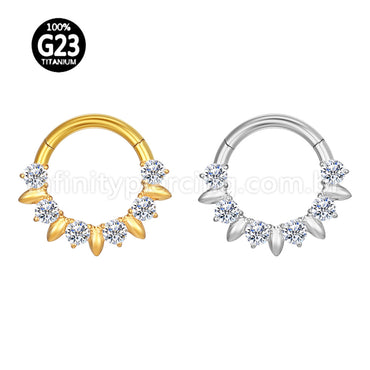 Piercing Argola Titânio Detalhe Zircônia Frontal