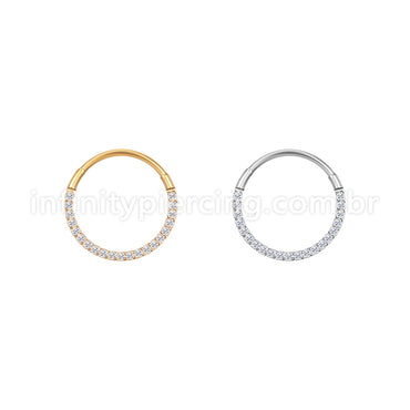 Piercing Argola Aço Cirúrgico Segmento Articulado Zircônia Frontal