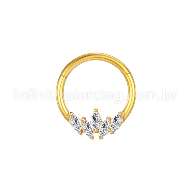 Piercing Argola Aço Cirúrgico Segmento Articulado Zircônia Cravejada