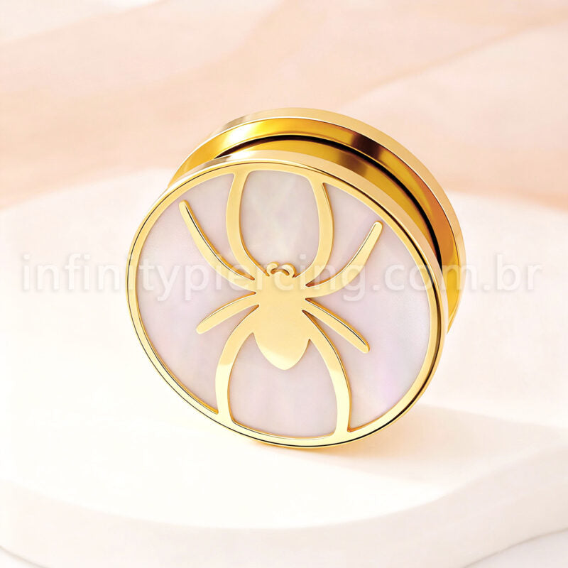 Alargador Aço Cirúrgico Com Madre Perola / Aranha