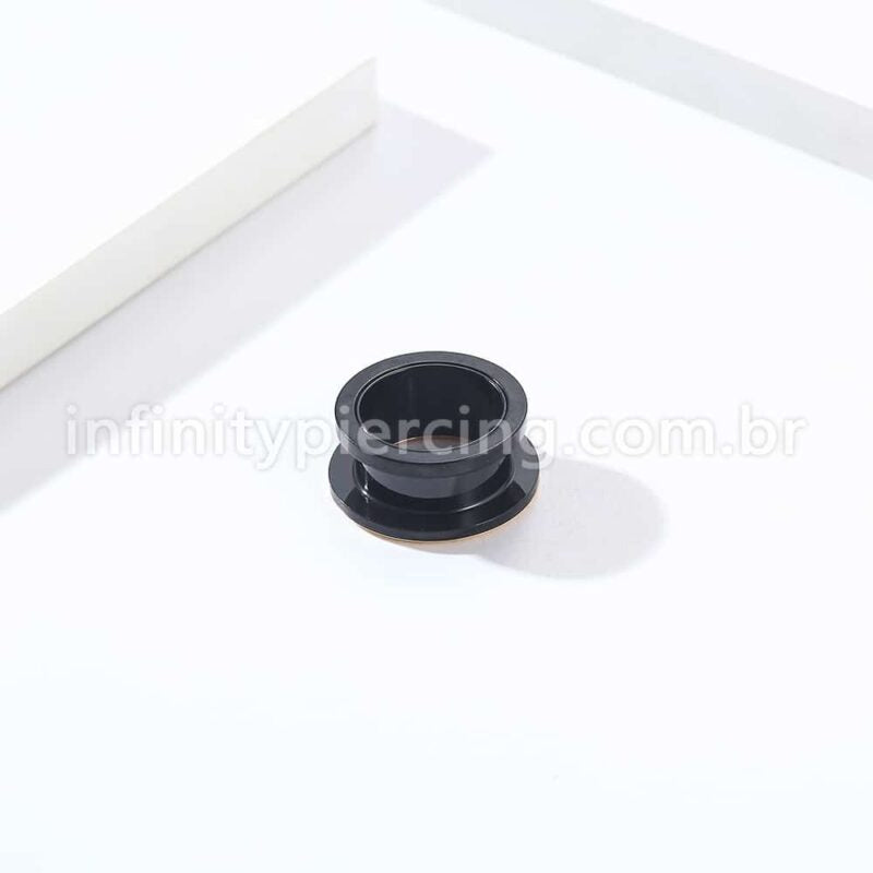 Alargador Aço Cirúrgico Black Com Detalhes Dourado