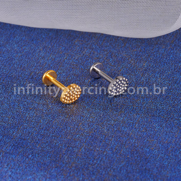 Piercing Labret Titânio Gota Detalhado