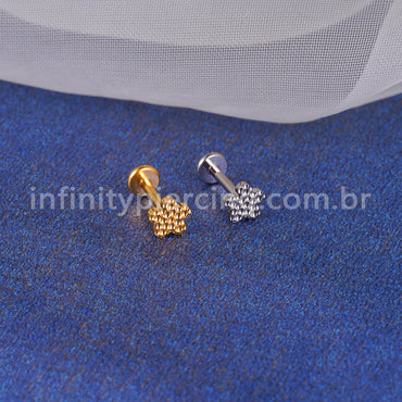 Piercing Labret Titânio Flor Detalhado