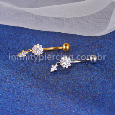 Piercing Banana Titânio Zircônia Com Pingente