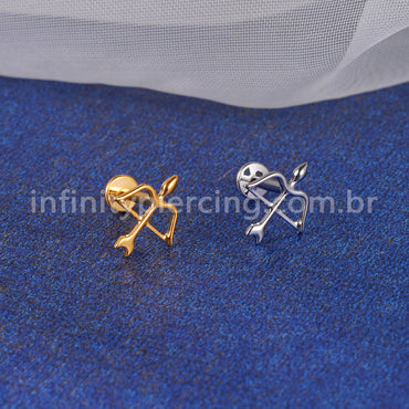 Piercing Labret Titânio Arco E Flecha