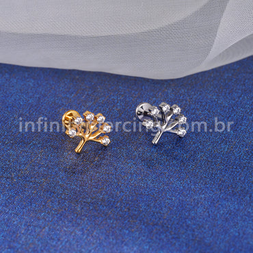 Piercing Labret Titânio Árvore Zircônia Cravejada