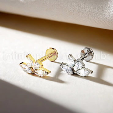 Piercing Labret Titânio 4 Zircônia Cravejada