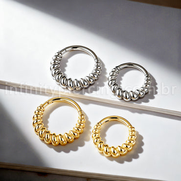 Piercing Argola Titânio Com Detalhe Torcido