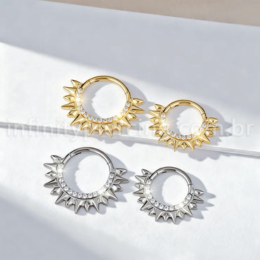 Piercing Argola Titânio Zircônia Cravejada Com Spike