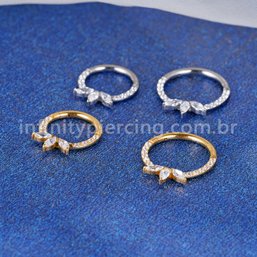 Piercing Argola Titânio Segmento Articulado Zircônia Cravejada