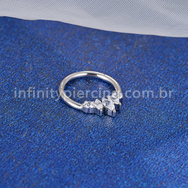 Piercing Argola Aço Cirúgico Segmento Articulado Zircônia Cravejada