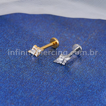 Piercing Labret Titânio 5 Zircônias