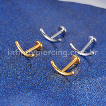 Piercing Labret Aço Cirúrgico Curvo