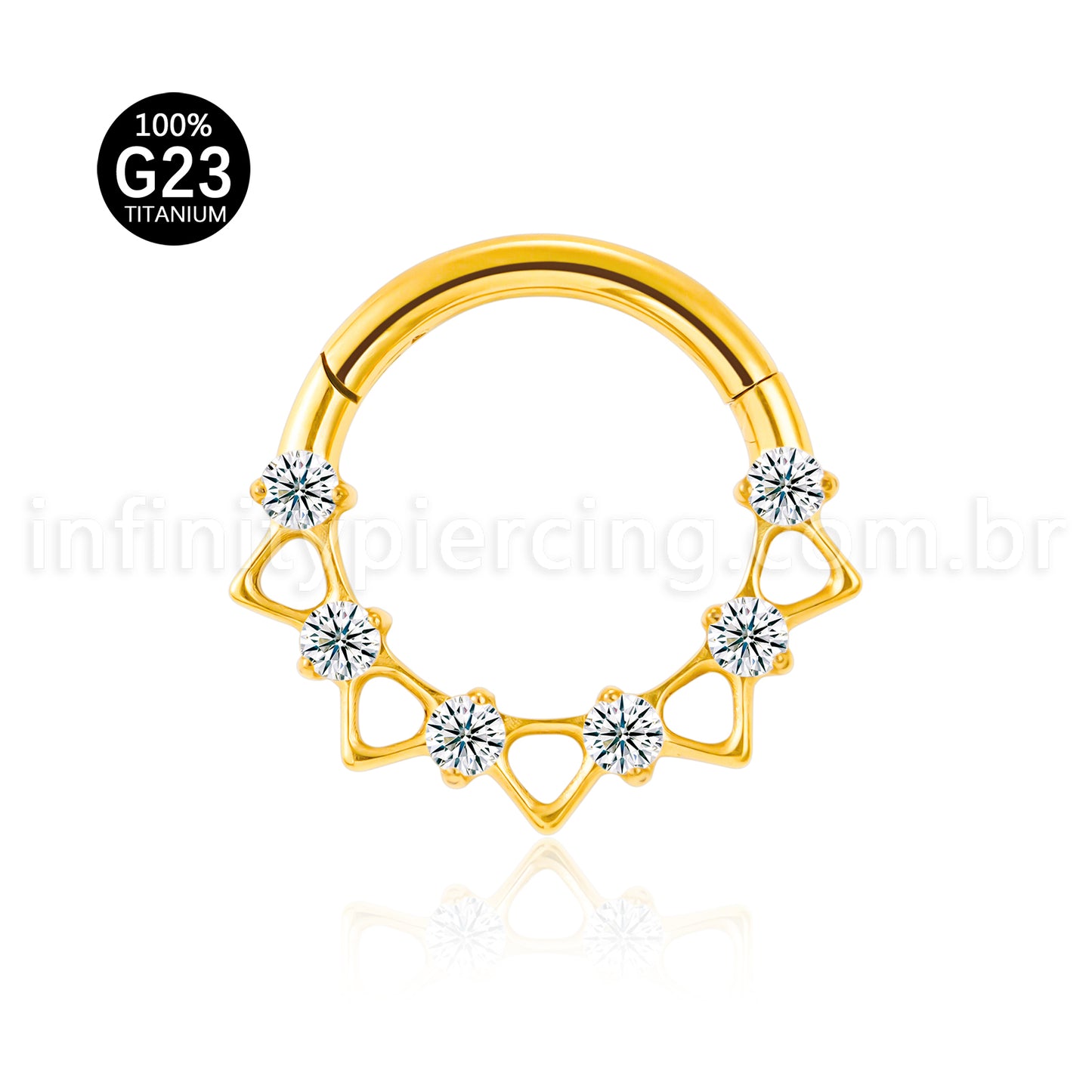 Piercing Argola Titânio Segmento Articulado Zircônia Cravejada