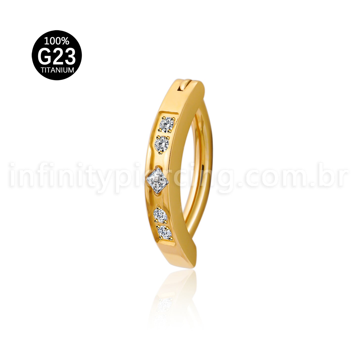 Piercing Argola Titânio Umbigo 5 Zircônia Cravejada