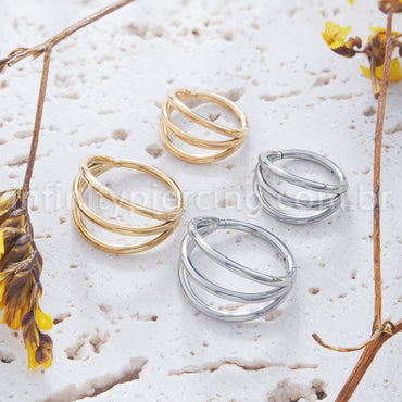 Piercing Argola Titânio Segmento Articulado 3 Fileiras