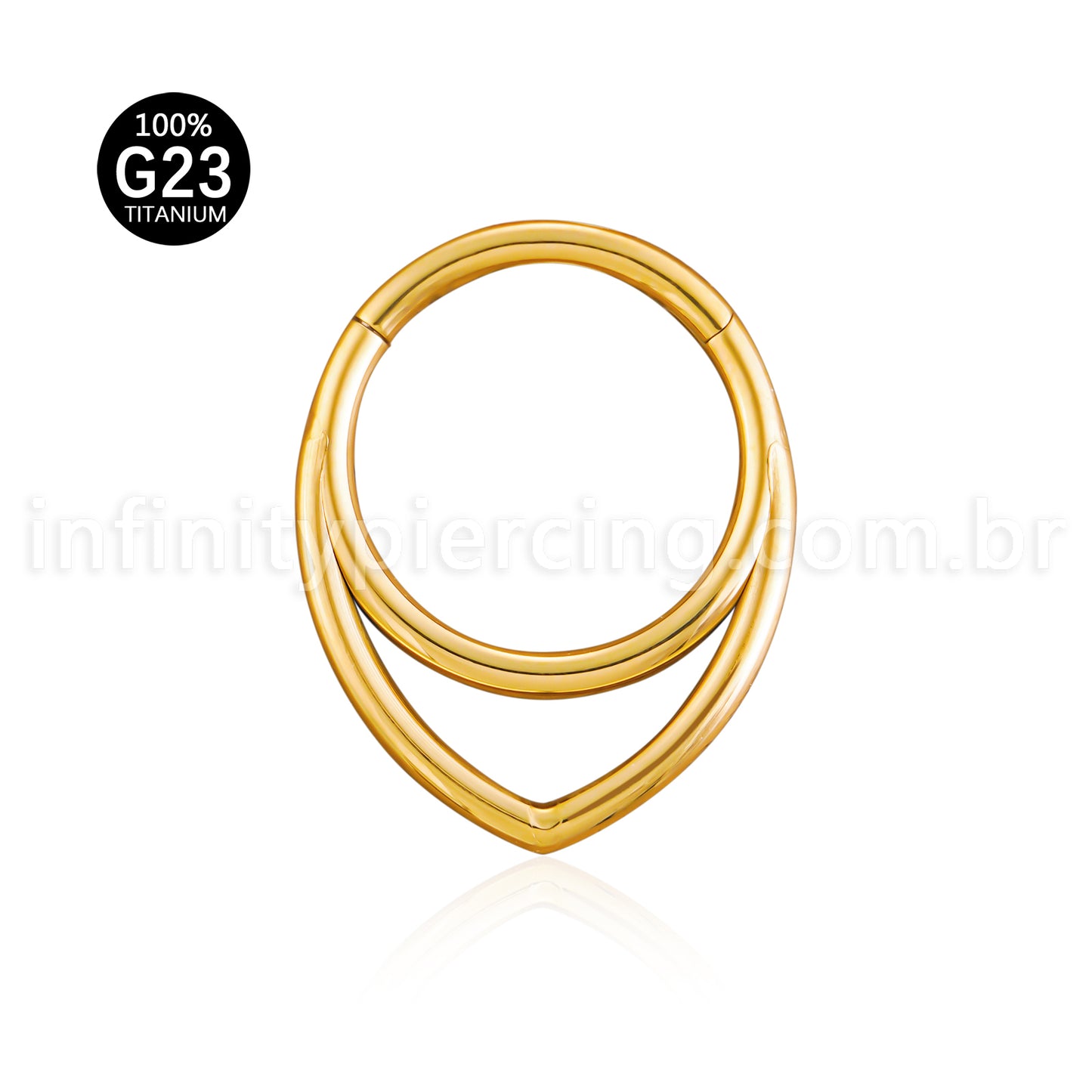 Piercing Argola Modelo V Titânio Segmento Articulado 2 Fileira