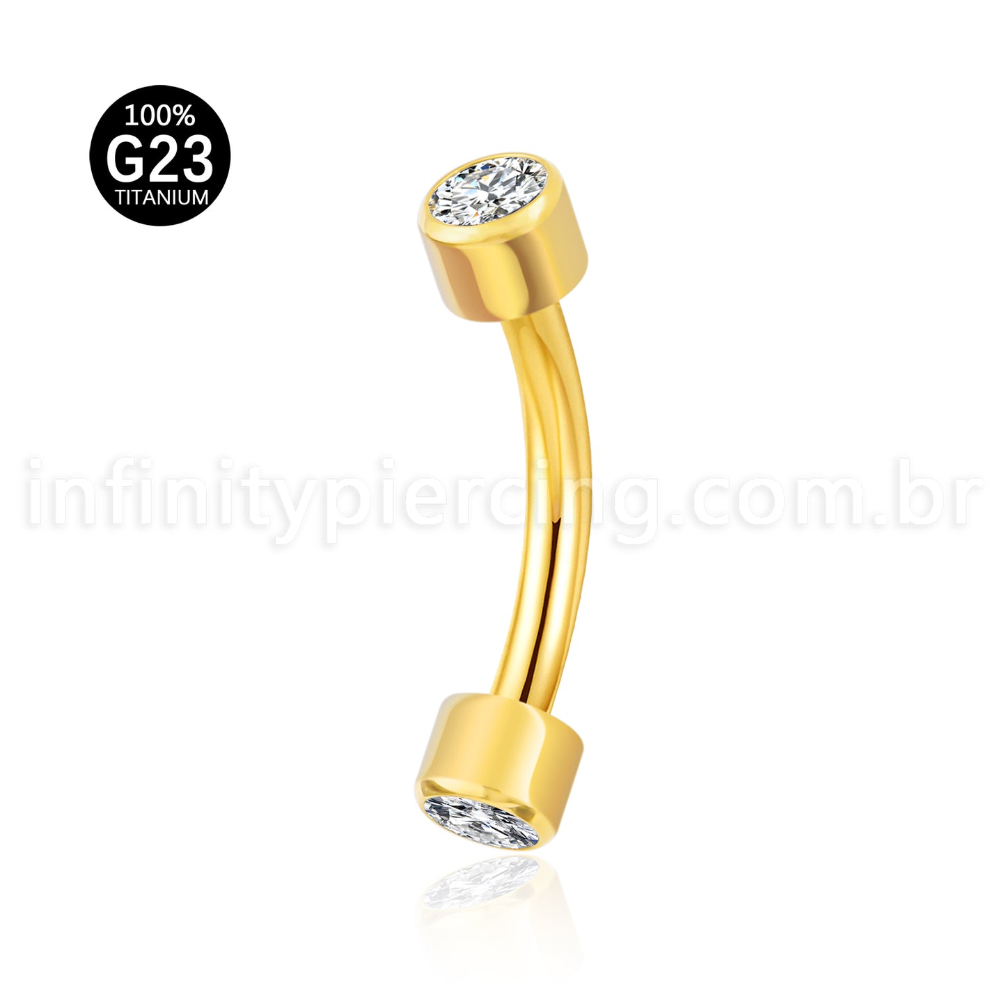 Piercing Barbell Curvo Titânio Zircônia