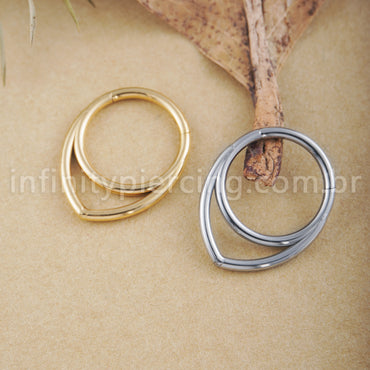 Piercing Argola Modelo V Titânio Segmento Articulado 2 Fileira