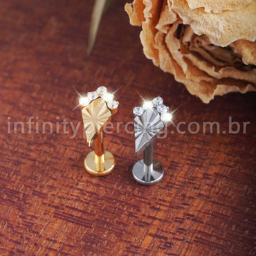Piercing Labret Losango Titânio 5 Zircônia