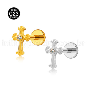 Piercing Labret Titânio Cruz