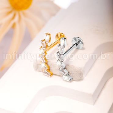 Piercing Labret Titânio Cluster Zircônia Cravejada