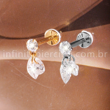 Piercing Labret Titânio Ponto De Luz Com Pingentes