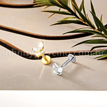 Piercing Labret Titânio Zircônia Cravejada