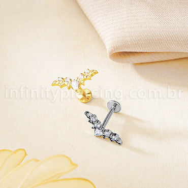 Piercing Labret Titânio Cluster Folhas Zircônia Cravejada