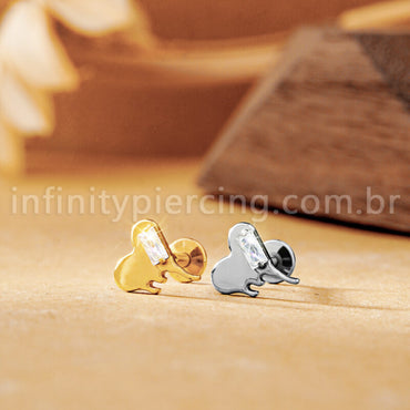 Piercing Labret Titânio Coração Detalhe Zircônia Cravejada