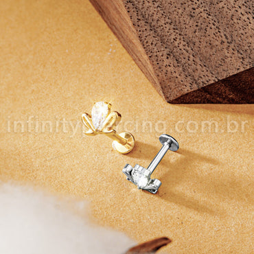 Piercing Labret Titânio Sapo Com Zircônia Cravejada